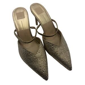 Dolce Vita Rhinestone Mule Kanika Heels Nude Champagne Pointed Toe Womens 10